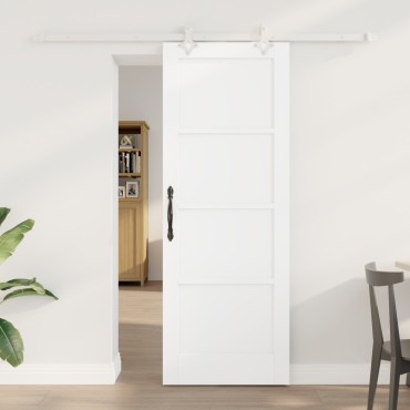 vidaXL Συρόμενη Πόρτα με Σετ Εξαρτημάτων Λευκή 73.5x198.5 εκ. Στερεό Ξύλο Πεύκο