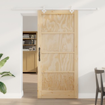 vidaXL Συστροφή Πόρτας με Σετ Υλικών 93x202 cm Συμπαγές Ξύλο Πεύκου