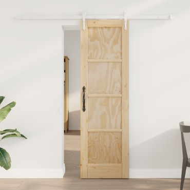 vidaXL Συρόμενη Πόρτα με Σετ Εξαρτημάτων 61x198.5 cm Στέρεο Ξύλο Πεύκο