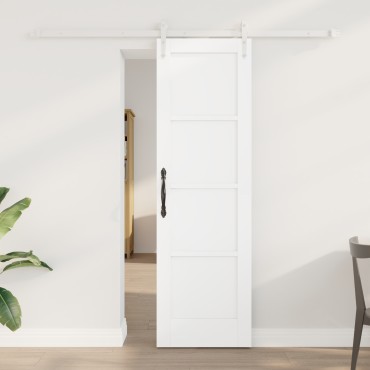 vidaXL Συρόμενη Πόρτα με Σετ Υλικών Λευκή 61x198.5 εκ. Συμπαγές Ξύλο Πεύκου