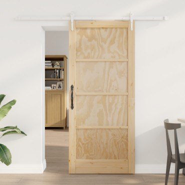 vidaXL Συρόμενη Πόρτα με Σετ Χαρ/γείου 78x202 εκ. Μασίφ Ξύλο Πεύκου
