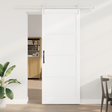 Συρόμενη Πόρτα vidaXL με Σετ Υλικού Λευκή 93x232 cm Μασίφ Ξύλο Πεύκου, Εσωτερική Πόρτα vidaXL 'ORKDAL' Λευκή 93x232x4 cm Μασίφ Ξύλο Πεύκου