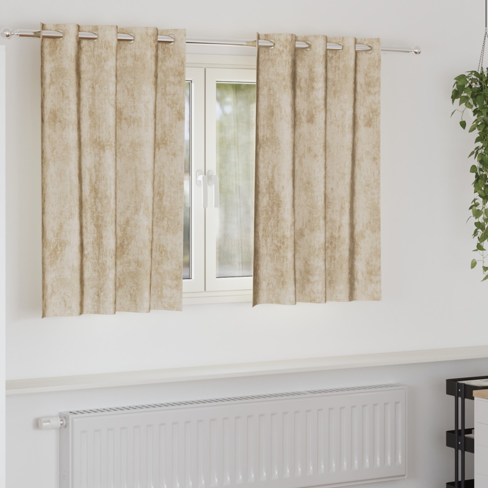 vidaXL Βελούδινες Κουρτίνες 2 τμχ. Κρεμ 140x140cm Βελούδο