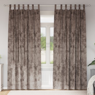 vidaXL κουρτίνες βελούδου 2 τεμ με μάτια Καφέ 245x140cm
