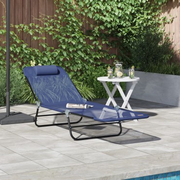 vidaXL Πτυσσόμενη ξαπλώστρα Σκούρο μπλε 182x55x85,5cm Textilene