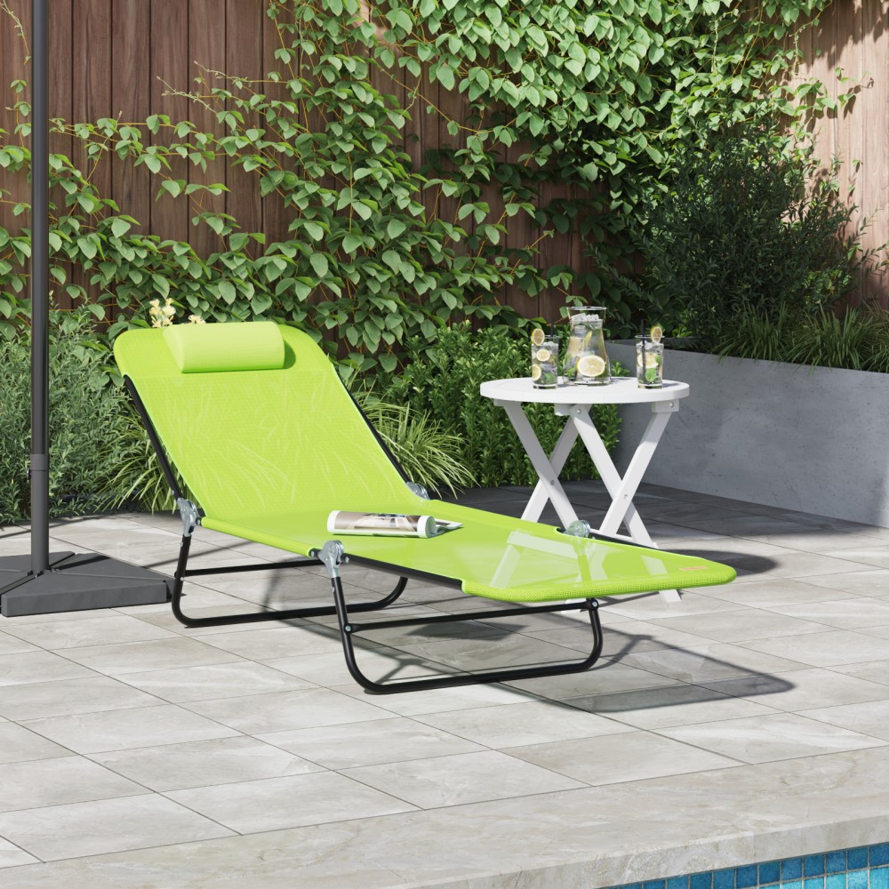 vidaXL Πτυσσόμενη ξαπλώστρα Πράσινο 182x55x85,5cm Textilene
