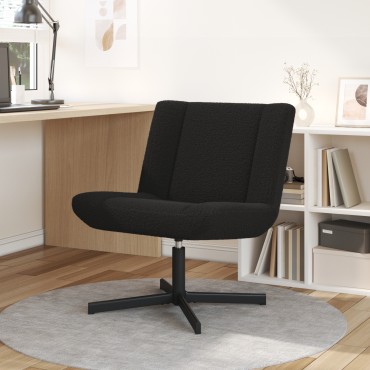 vidaXL Περιστρεφόμενη καρέκλα Μαύρο 63x75x76cm Δέρμα Πρόβατου