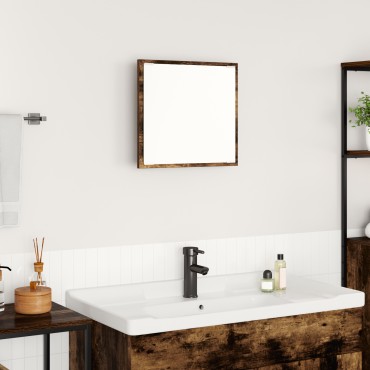 vidaXL Καθρέφτης Μπάνιου LED Καπνιστό Δρυς 40x8.5x37cm Ξύλο 1 τεμ.