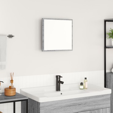 vidaXL LED Καθρέφτης Μπάνιου Γκρι Σοναμά 40x8.5x37cm Επεξεργασμένο Ξύλο