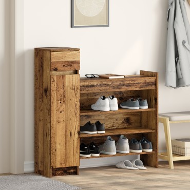 vidaXL Ντουλάπι παπουτσιών Παλιό Ξύλο 100.5x28x100cm Μηχανικά Ξύλο