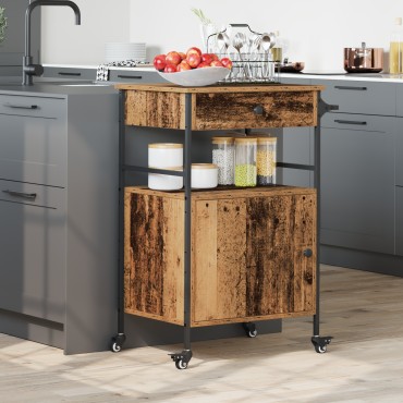 vidaXL Τροχοκάθισμα Κουζίνας Παλιό Ξύλο 56x43x89,5cm Κατασκευασμένο Ξύλο
