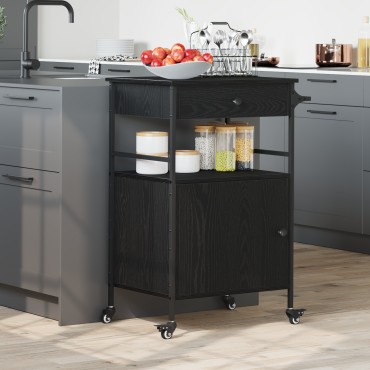 vidaXL Καλάθι Κουζίνας Μαύρης Δρυός 56x43x89.5cm Κατασκευασμένο Ξύλο