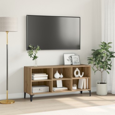 vidaXL Βάση τηλεόρασης Καστανό ξύλο Επεξεργασμένο ξύλο, Μέταλλο Μέσα
