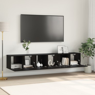 vidaXL Σετ Καταχώρησης Τηλεόρασης Μαύρη Βελανιδιά Επεξεργασμένο ξύλο