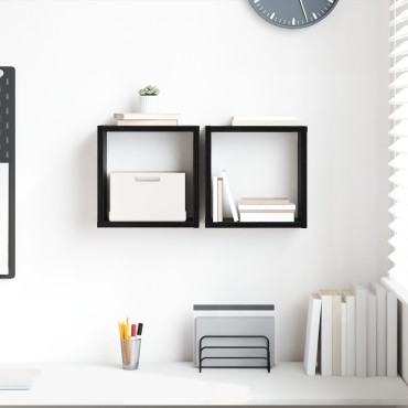 vidaXL Ράφια Τοίχου Μαύρη Βελανιδιά MDF 26x15x26cm Ράφια Τοίχου 1 τεμ.