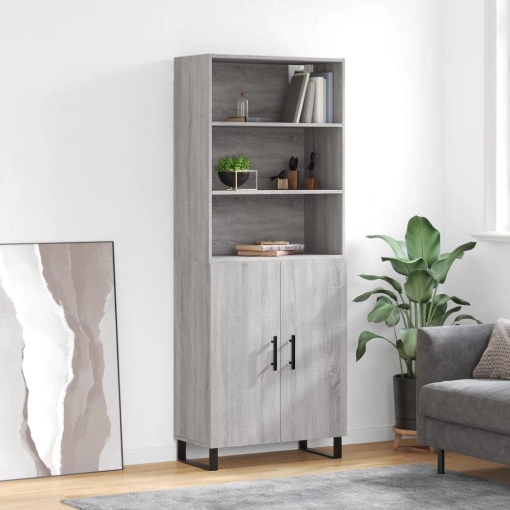 vidaXL Ντουλάπι Γκρι Sonoma 69,5x34x180cm Επεξεργασμένο Ξύλο 1 τεμ.