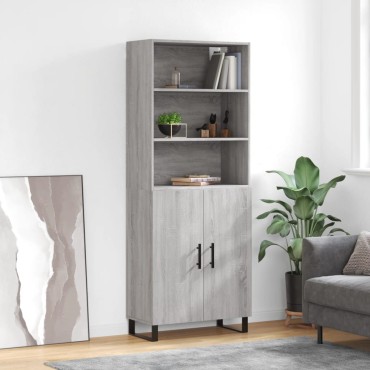 vidaXL Ντουλάπι Γκρι Sonoma 69,5x34x180cm Επεξεργασμένο Ξύλο 1 τεμ.