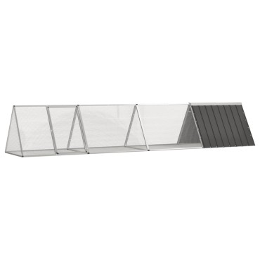 vidaXL Κλουβί Κουνελιών Ανθρακί 403,5x80,5x71 εκ Γαλβανισμένος Χάλυβας