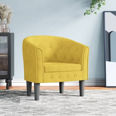 vidaXL Πολυθρόνα Μπάρελ Κίτρινη Βελούδινη 46,5x45cm 1 τεμ.