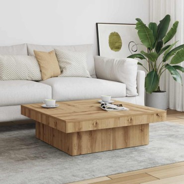 vidaXL Τραπεζάκι Σαλονιού Τεχνίτης Δρυς 90x90x28cm Επεξεργασμένο Ξύλο 1 τεμ.