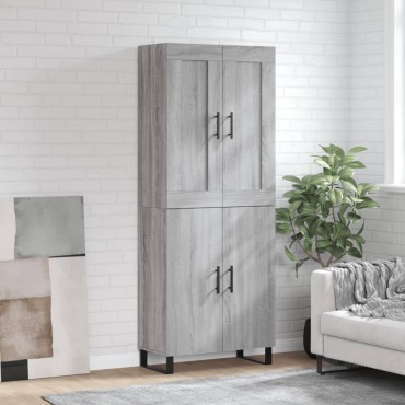 vidaXL Ντουλάπι Γκρι Sonoma 69,5x34x180cm Επεξεργασμένο Ξύλο 1 τεμ.
