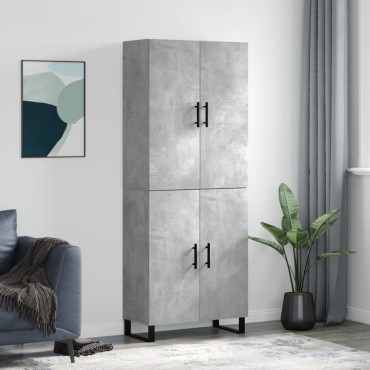 vidaXL Ντουλάπι Γκρι Σκυροδέματος 69,5x34x180cm Επεξεργασμένο Ξύλο 1 τεμ.