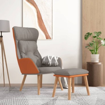 vidaXL Πολυθρόνα Relax Αν. Γκρι Συνθετικό Δέρμα/Ύφασμα με Υποπόδιο 70x77x94cm 1 τεμ.