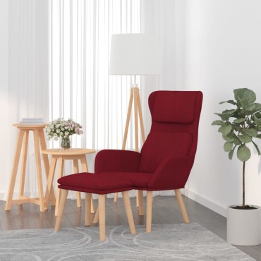 vidaXL Πολυθρόνα Relax Μπορντό Βελούδινη με Σκαμπό 70x77x98cm 1 τεμ.