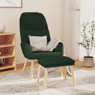 vidaXL Πολυθρόνα Relax Σκούρο Πράσινο Υφασμάτινη με Σκαμπό 70x77x98cm 1 τεμ.
