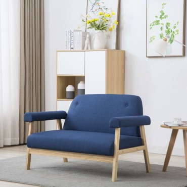 vidaXL Καναπές Διθέσιος Μπλε Υφασμάτινος 115x69x75cm 1 τεμ.