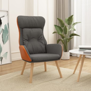 vidaXL Πολυθρόνα Relax Σκούρο Γκρι από Ύφασμα και PVC 70x77x94cm 1 τεμ.