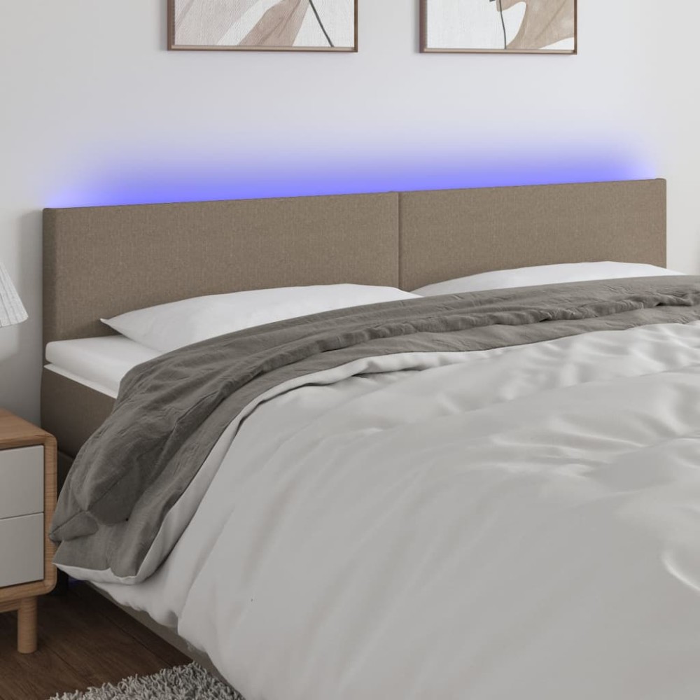 vidaXL Κεφαλάρι Κρεβατιού LED Taupe 180x5x78/88cm Υφασμάτινο 1 τεμ.