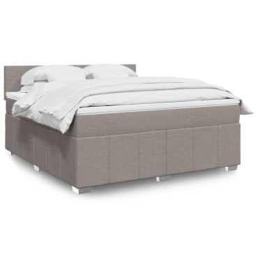 vidaXL Κρεβάτι Boxspring με Στρώμα Taupe 180x200 εκ. Υφασμάτινο