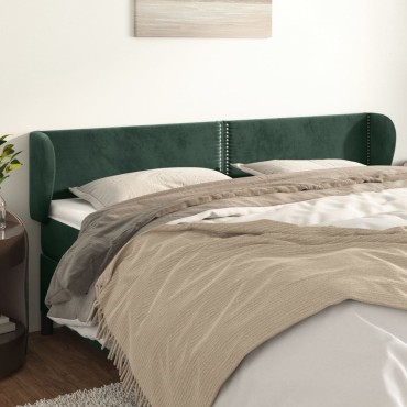 vidaXL Κεφαλάρι με Πτερύγια Σκούρο Πράσινο 163x23x78/88cm Βελούδινο 1 τεμ.