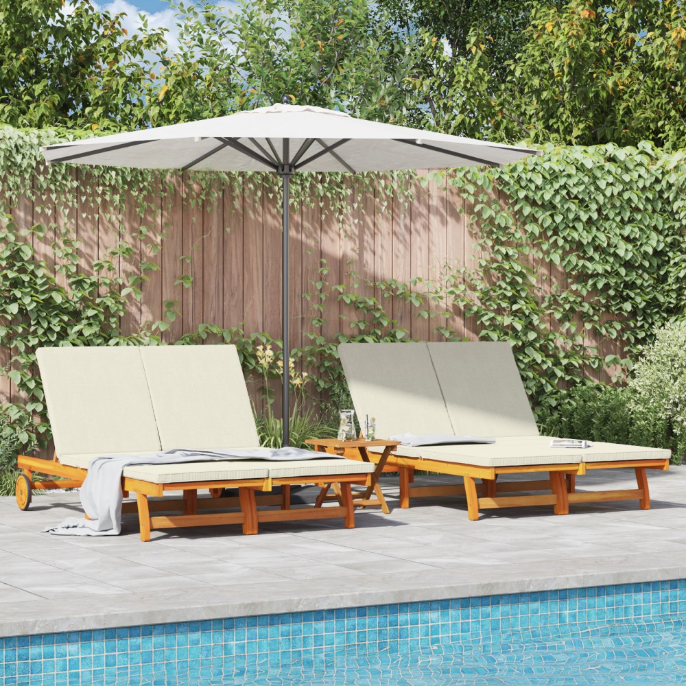 vidaXL Ξαπλώστρα Καφέ 125x200x84cm Στερεό Ξύλο Ακακίας 1 τεμ.
