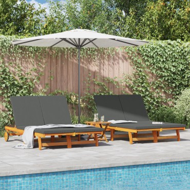 vidaXL Ξαπλώστρα Καφέ 125x200x84cm Στερεό Ξύλο Ακακίας 1 τεμ.