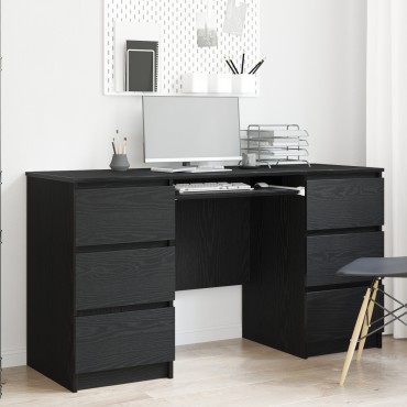 vidaXL Γραφεία 2 τεμ. Μαύρο Δρύς 140x50x76cm Κατασκευασμένο ξύλο