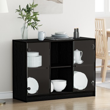 vidaXL Μπουφέ Μαύρο Δρυς 102x37x75,5cm Κατασκευασμένο Ξύλο 1 τεμ.