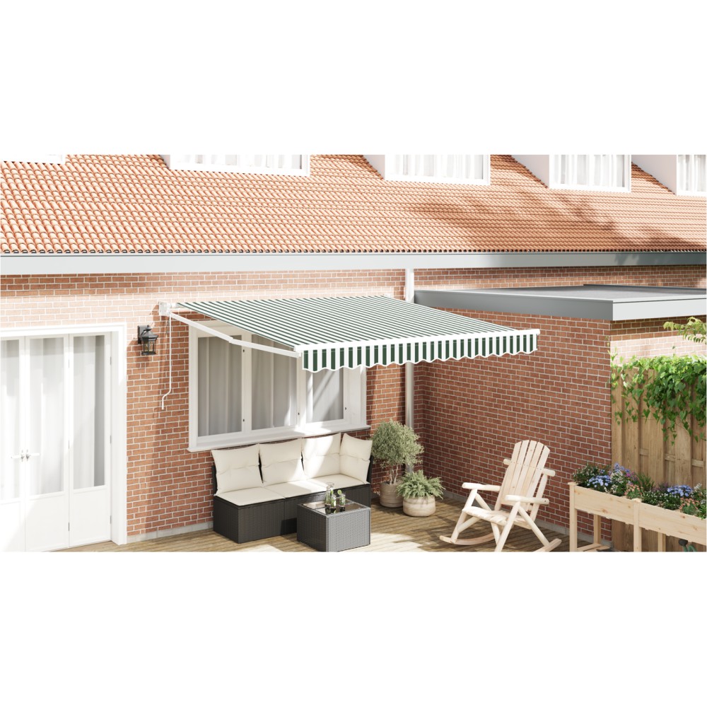 Ανασυρόμενη τέντα vidaXL Πράσινη και Λευκή 350x250 cm
