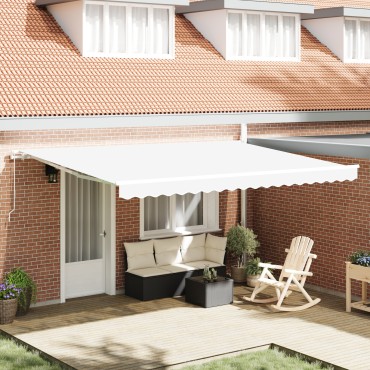 vidaXL Χειροκίνητη Ανασυρόμενη Τέντα Λευκή 450x300 cm