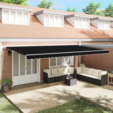 vidaXL Αυτόματη Ανασυρόμενη Τέντα Μαύρη 600x300 cm