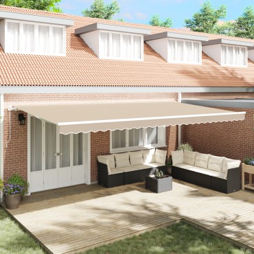 vidaXL Χειροκίνητη Ανασυρόμενη Τέντα Μπεζ 600x300 cm