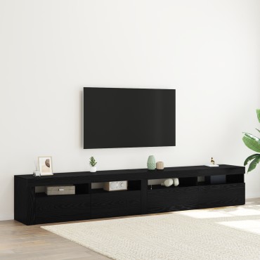 vidaXL Κάθισμα TV 2 τεμ. με Φώτα LED Μαύρο Επεξεργασμένο Ξύλο 240x35x40 cm