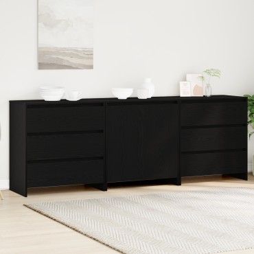 vidaXL 3-κομμάτι μπουφέδες σε μαύρο ξύλο 70x41x75cm 1 τεμ.