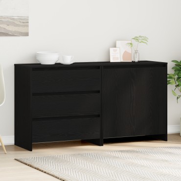 vidaXL 2- τεμ. μπουφέδες σε μαύρο καπλαμά 140x41x75cm 1 τεμ.