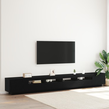 vidaXL Ντουλάπι τηλεόρασης με LED φώτα Μαύρο Δρυς 300x35x40cm Κατασκευασμένο από Ξύλο