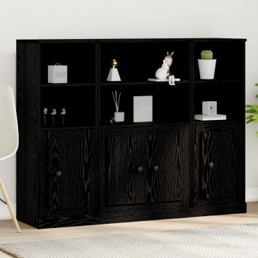 vidaXL Υψηλός ντουλάπι Μαύρη Δρυς 132x35,5x103,5cm Επεξεργασμένο Ξύλο 1 τεμ.