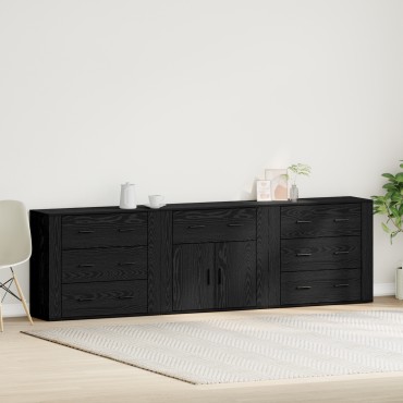 vidaXL Sideboards 3 τεμ. Μαύρος Δρυς Επεξεργασμένο Ξύλο 240x33x70cm