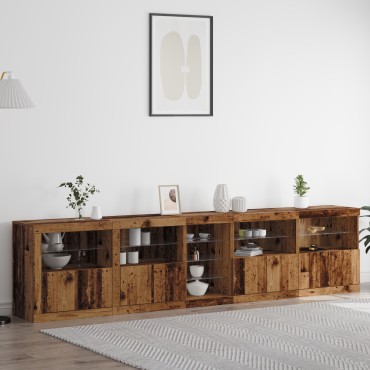 VidaXL μπουφές με φώτα LED Παλιό ξύλο 283x37x67cm Επεξεργασμένου ξύλου 1 τεμ.