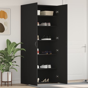 vidaXL Ντουλάπα παπουτσιών Μαύρη 80x35,5x180cm Επεξεργασμένο ξύλο